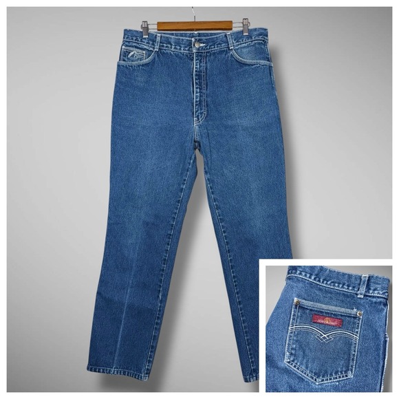 Jordache Horse Head Logo Jeans Vintage Blue 34x31 Denim Straight Leg Made In USA - Picture 1 of 13
